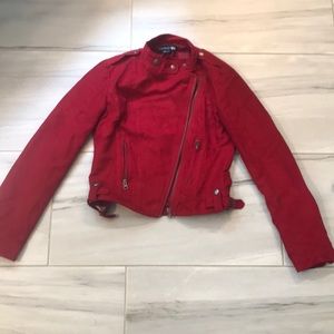 Red velvety Fall jacket